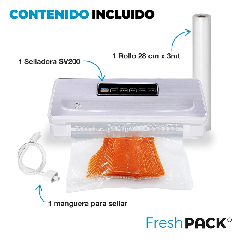 SELLADORA AL VACIO INALAMBRICA FRESHPACK SV200 + 3 ROLLOS 28X5M - 6