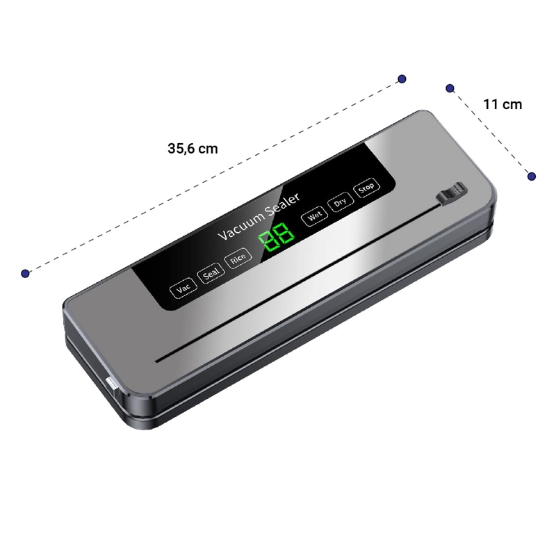 SELLADORA AL VACIO CON CORTADOR + 3 ROLLOS 28CMX5M (2 transparentes y 1 negro) - 2