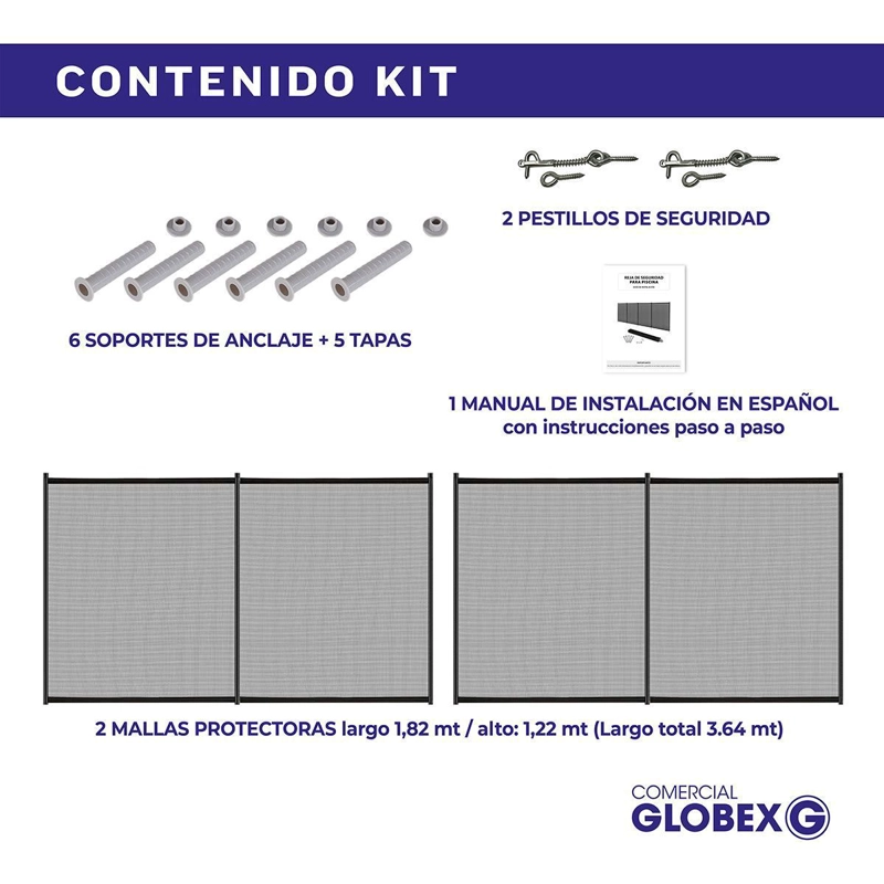 PACK 2 REJAS CORTAS PARA PISCINA (183CM X 122CM CADA UNA) - 4
