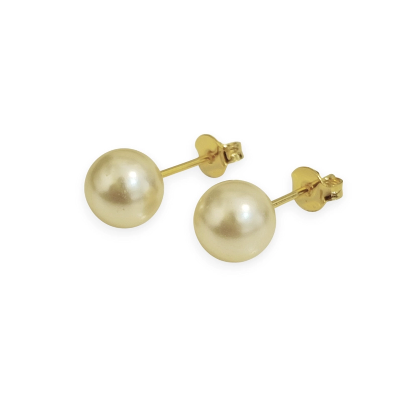 AROS PERLA SINTE TICA 8MM ENCHAPADO ORO 18K - 1