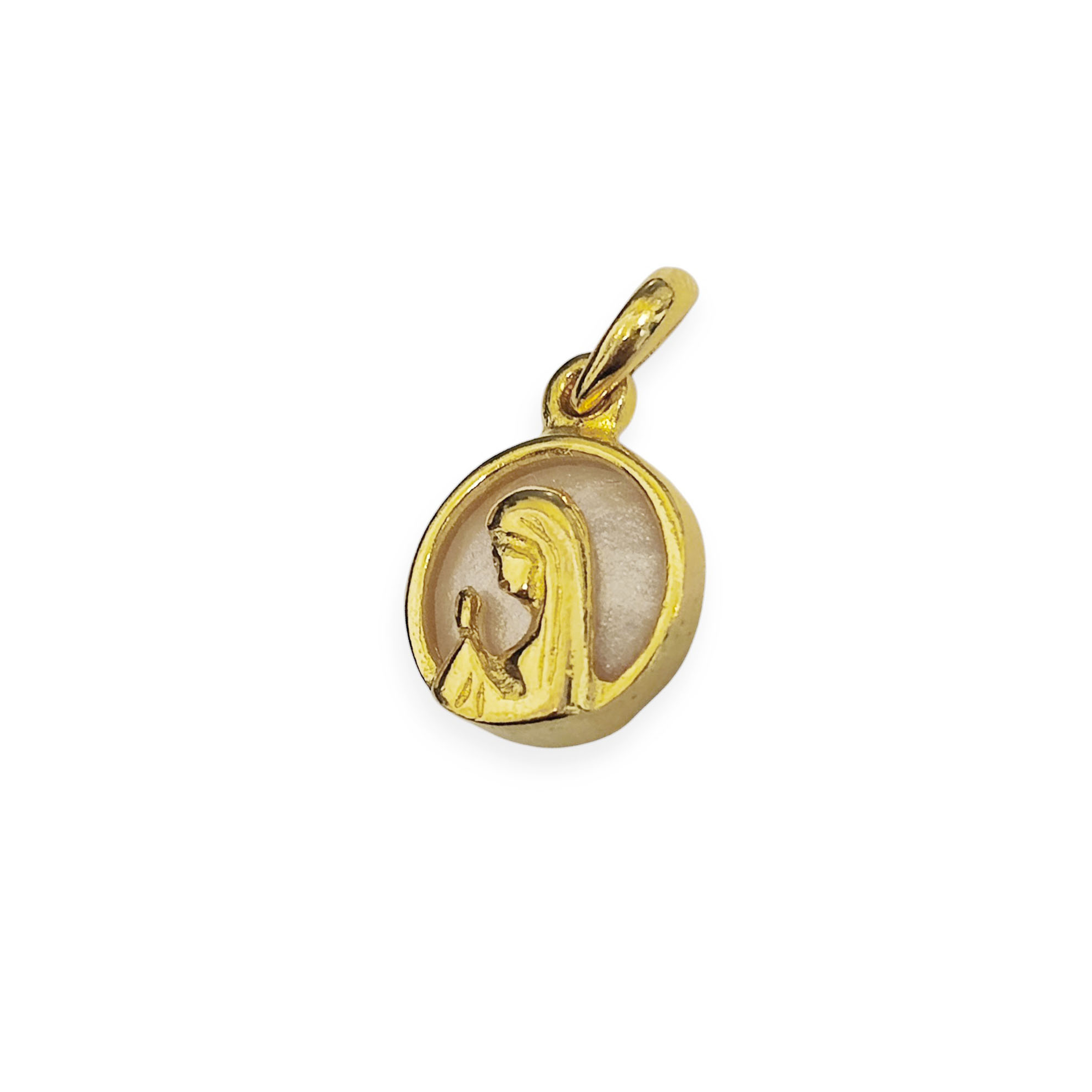 COLGANTE MEDALLA VIRGEN NIÑA 14MM ENCHAPADA ORO 18K NACAR - 2