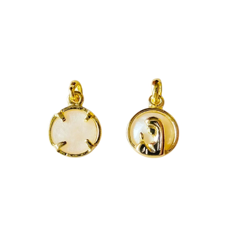 COLGANTE MEDALLA VIRGEN NIÑA 14MM ENCHAPADA ORO 18K NACAR - 3