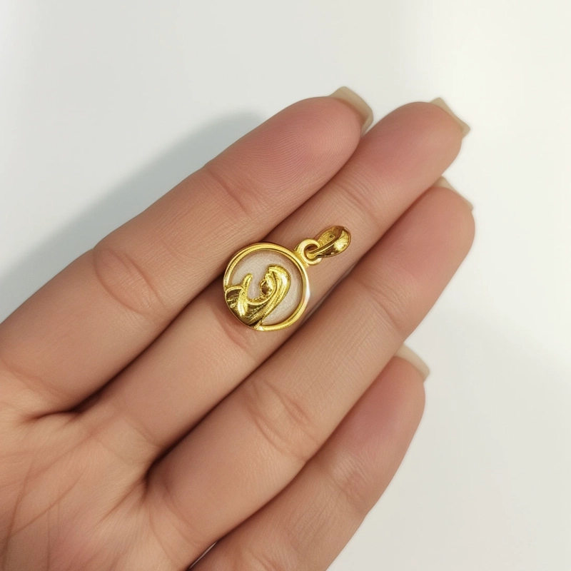 COLGANTE MEDALLA VIRGEN NIÑA 14MM ENCHAPADA ORO 18K NACAR - 4