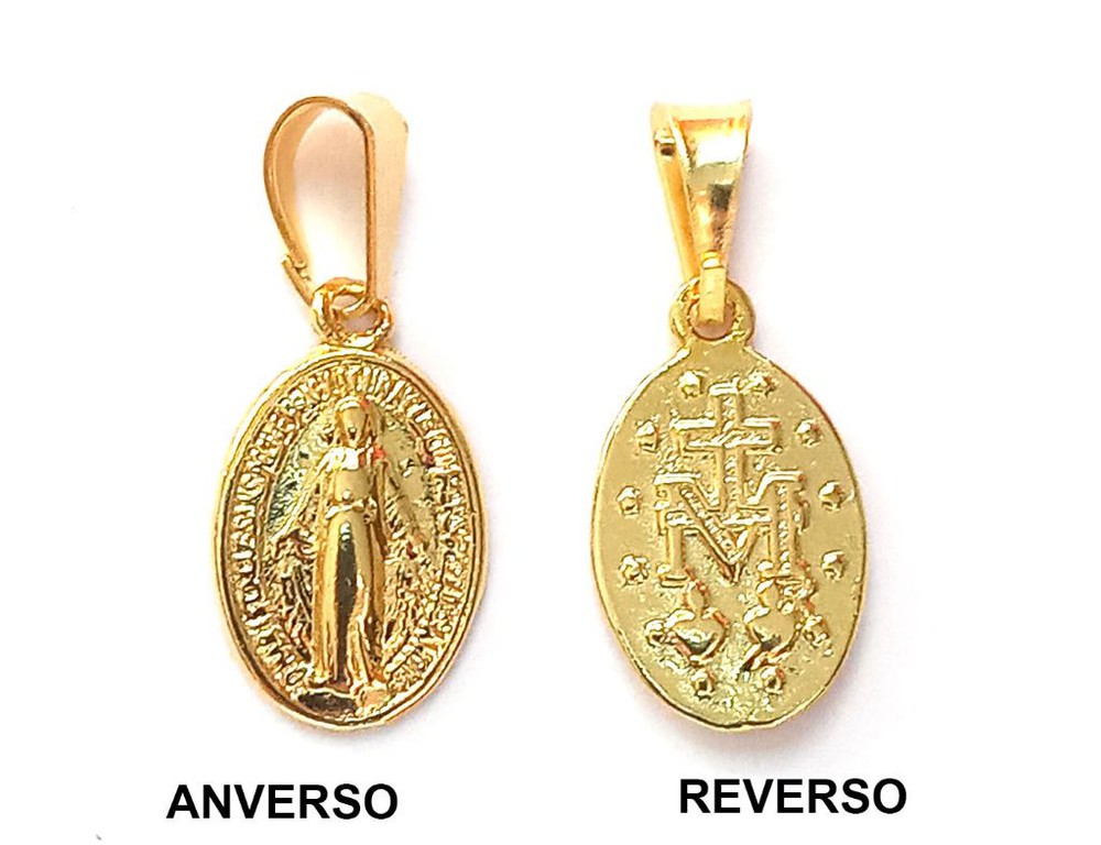 COLGANTE MEDALLA VIRGEN DE LOS RAYOS 9MM ENCHAPADO ORO 18K - 2