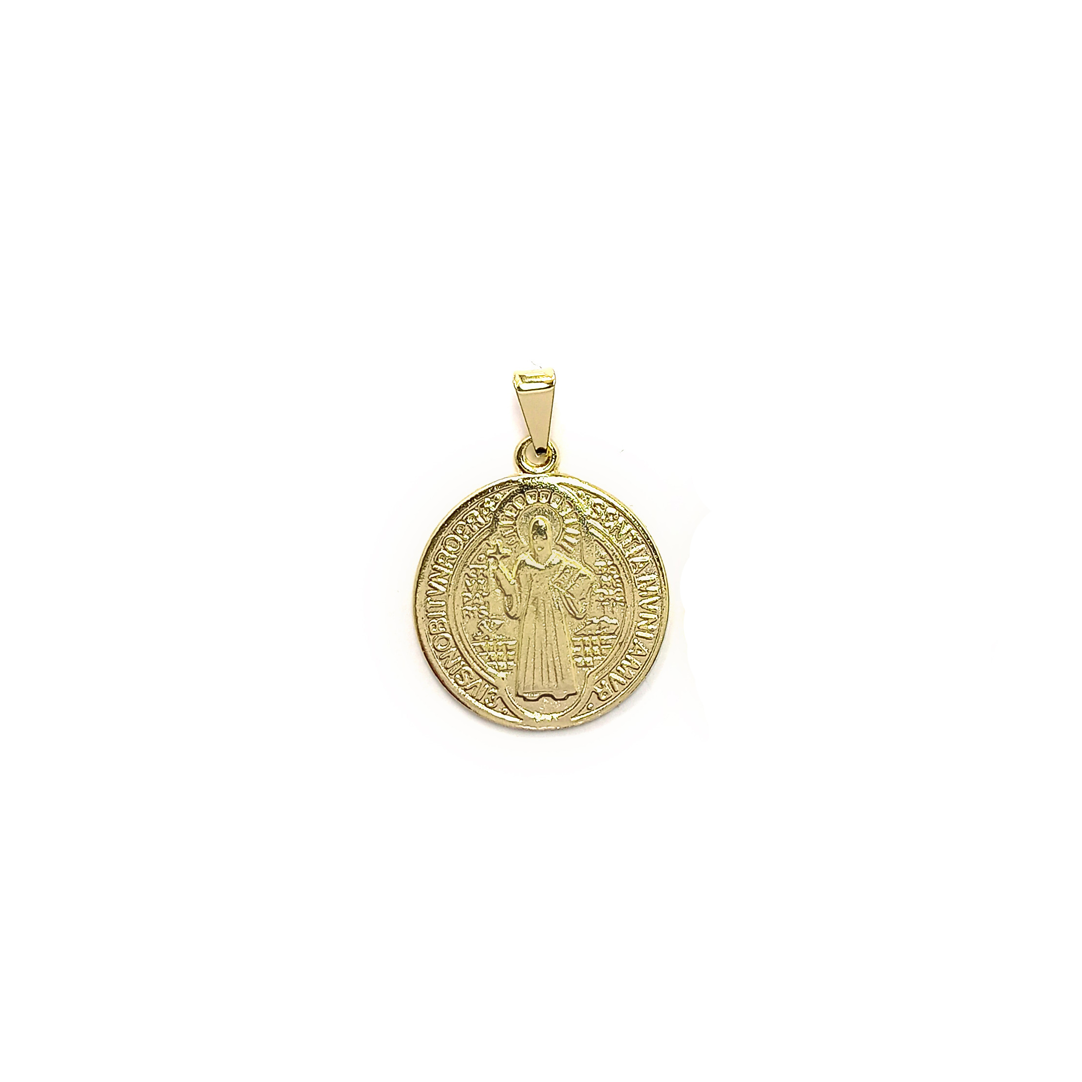 COLGANTE MEDALLA SAN BENITO GRANDE 22MM ENCHAPADO ORO 18K - 1