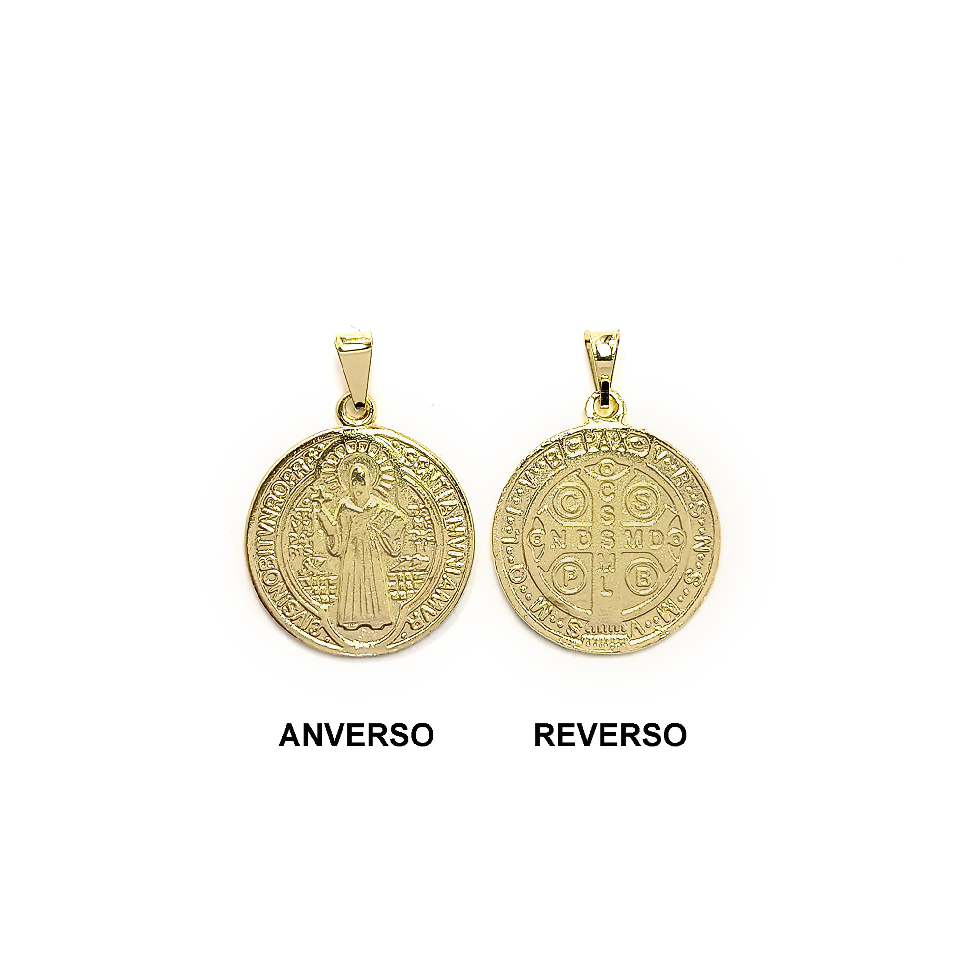 COLGANTE MEDALLA SAN BENITO GRANDE 22MM ENCHAPADO ORO 18K - 2