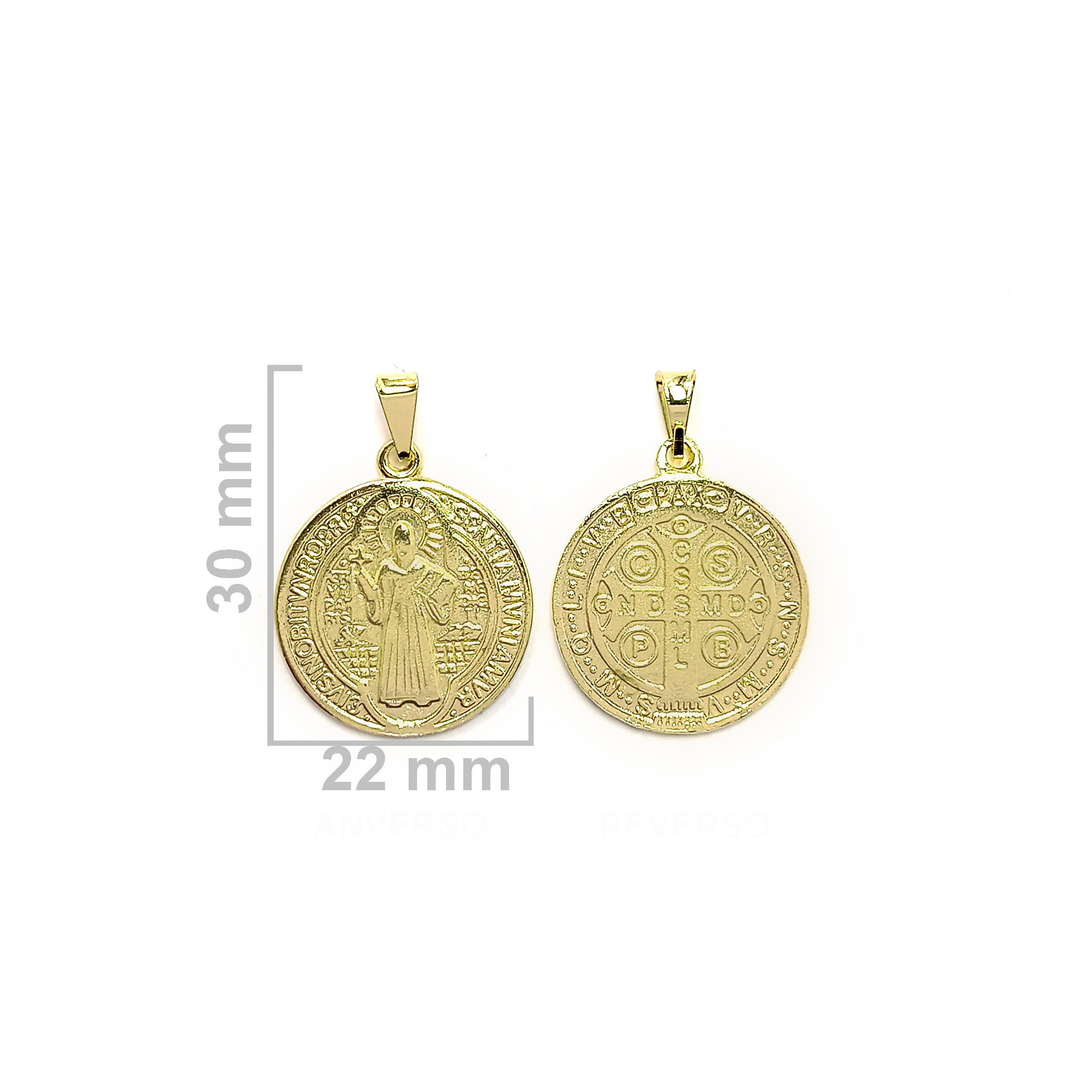 COLGANTE MEDALLA SAN BENITO GRANDE 22MM ENCHAPADO ORO 18K - 3