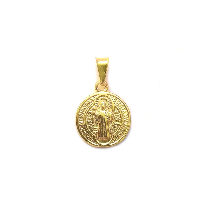 COLGANTE MEDALLA SAN BENITO 15MM ENCHAPADO ORO 18K - 1