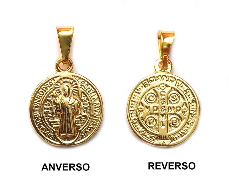 COLGANTE MEDALLA SAN BENITO 15MM ENCHAPADO ORO 18K - 2