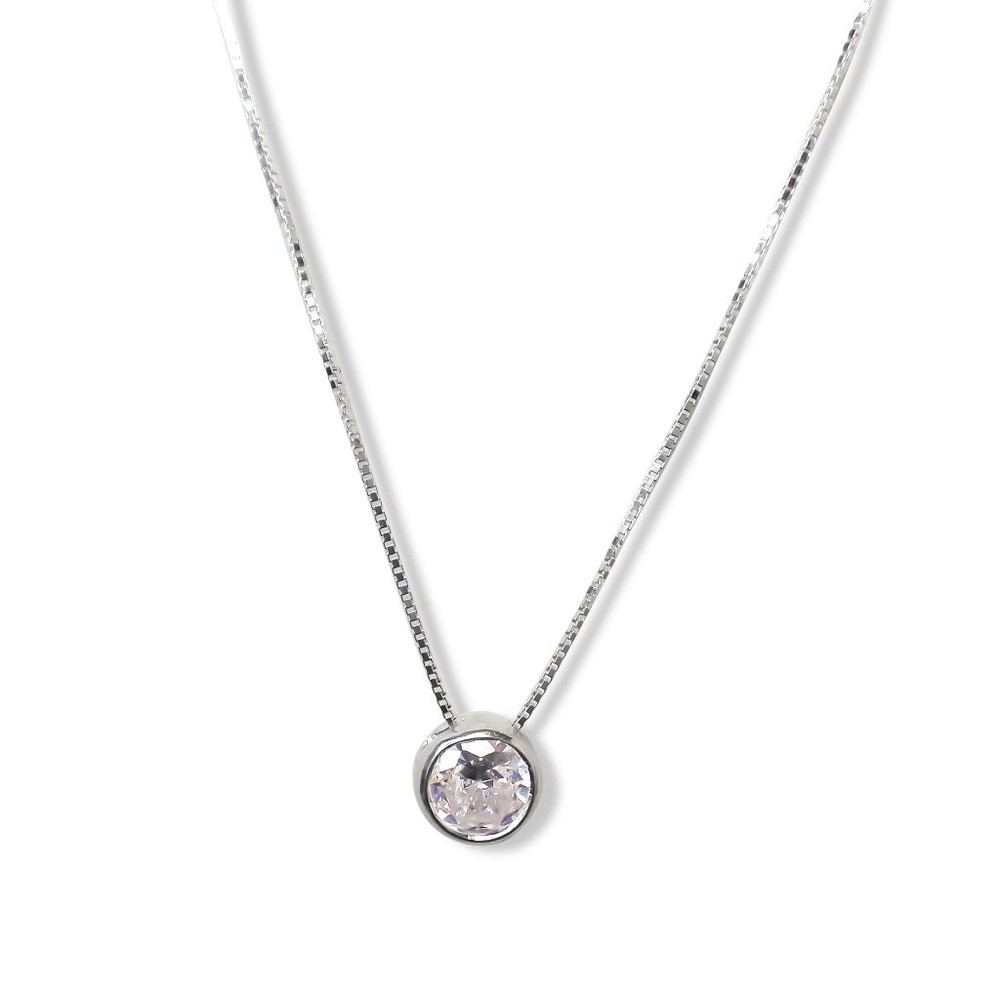 COLLAR ANDREA COGGIOLA JOYAS PLATA FINA 925 CIRCÓN 6MM PUNTO DE LUZ CADENA VENECIANA - 1