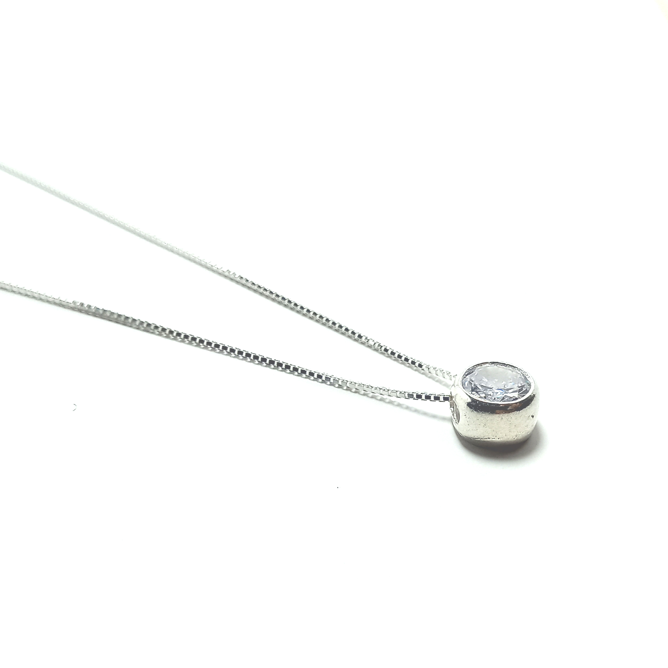 COLLAR ANDREA COGGIOLA JOYAS PLATA FINA 925 CIRCÓN 6MM PUNTO DE LUZ CADENA VENECIANA - 3