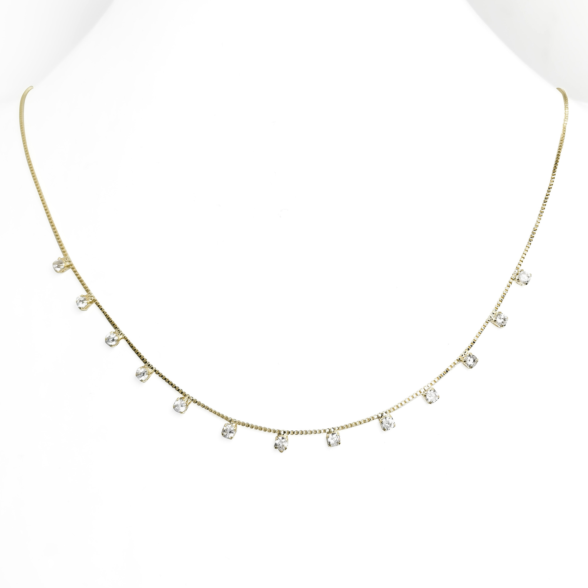 COLLAR ANDREA COGGIOLA JOYAS ENCHAPADO ORO 18K 13 CIRCONES CADENA VENECIANA 50CM - 1