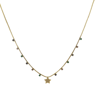 COLLAR ANDREA COGGIOLA JOYAS ENCHAPADO ORO 18K CIRCONES COLORES ESTRELLA - 1