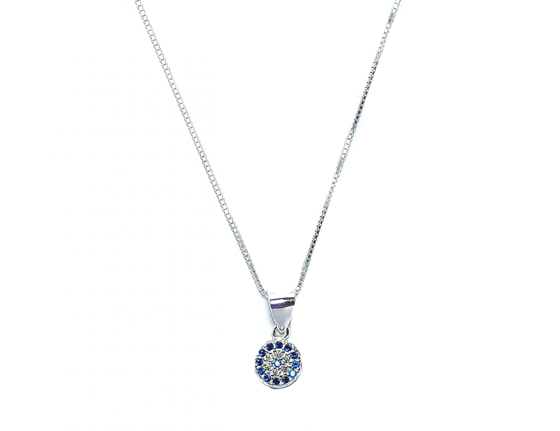 COLLAR OJO TURCO CIRCON PLATA FINA 925 - 1
