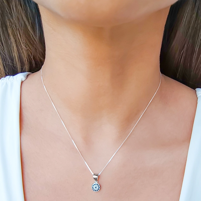 COLLAR OJO TURCO CIRCON PLATA FINA 925 - 3