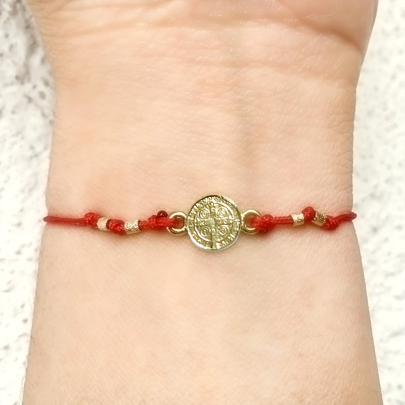 PULSERA ANDREA COGGIOLA JOYAS SAN BENITO ENCHAPADO ORO 18K CORDÓN ROJO - 3