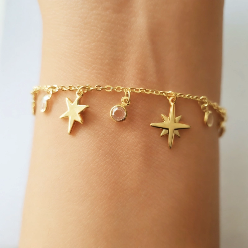 PULSERA ANDREA COGGIOLA JOYAS ESTRELLA CIRCÓN ENCHAPADO ORO 18K - 2