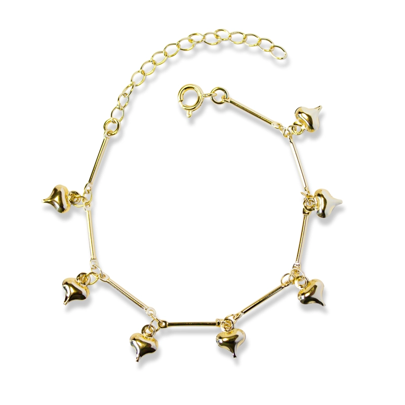 PULSERA ANDREA COGGIOLA JOYAS PALITO 7 CORAZONES ENCHAPADO ORO 18K - 1