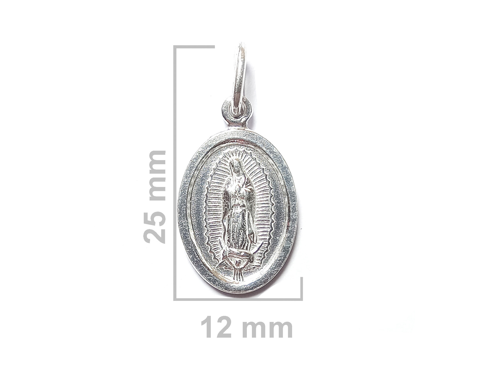 COLGANTE MEDALLA VIRGEN DE GUADALUPE 12MM PLATA FINA 925 - 2