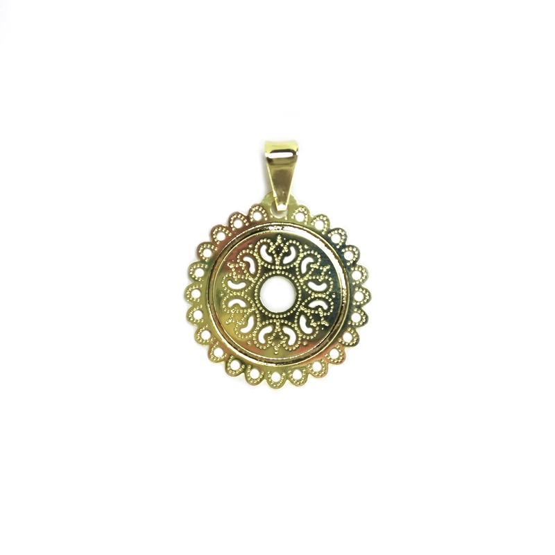 COLGANTE REDONDO MANDALA MEDIANO ENCHAPADO ORO 18K - 1