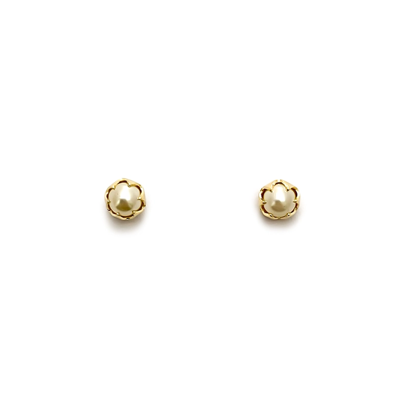 AROS BEBE  PERLA SINTE TICA 4MM ENCHAPADO ORO 18K - 2