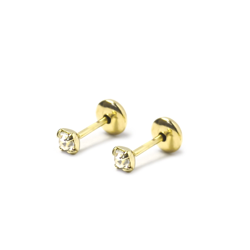AROS BEBÉ CIRCÓN EN COLOR BLANCO 2MM ENCHAPADO ORO 18K - 1