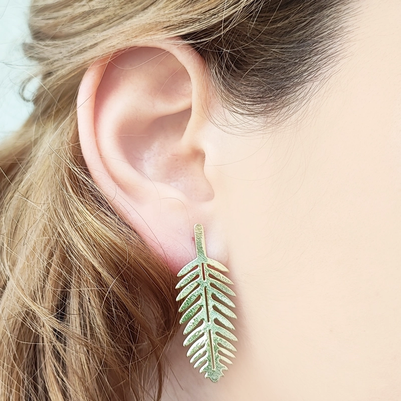 AROS ANDREA COGGIOLA JOYAS HOJA PALMA ENCHAPADO ORO 18K - 3