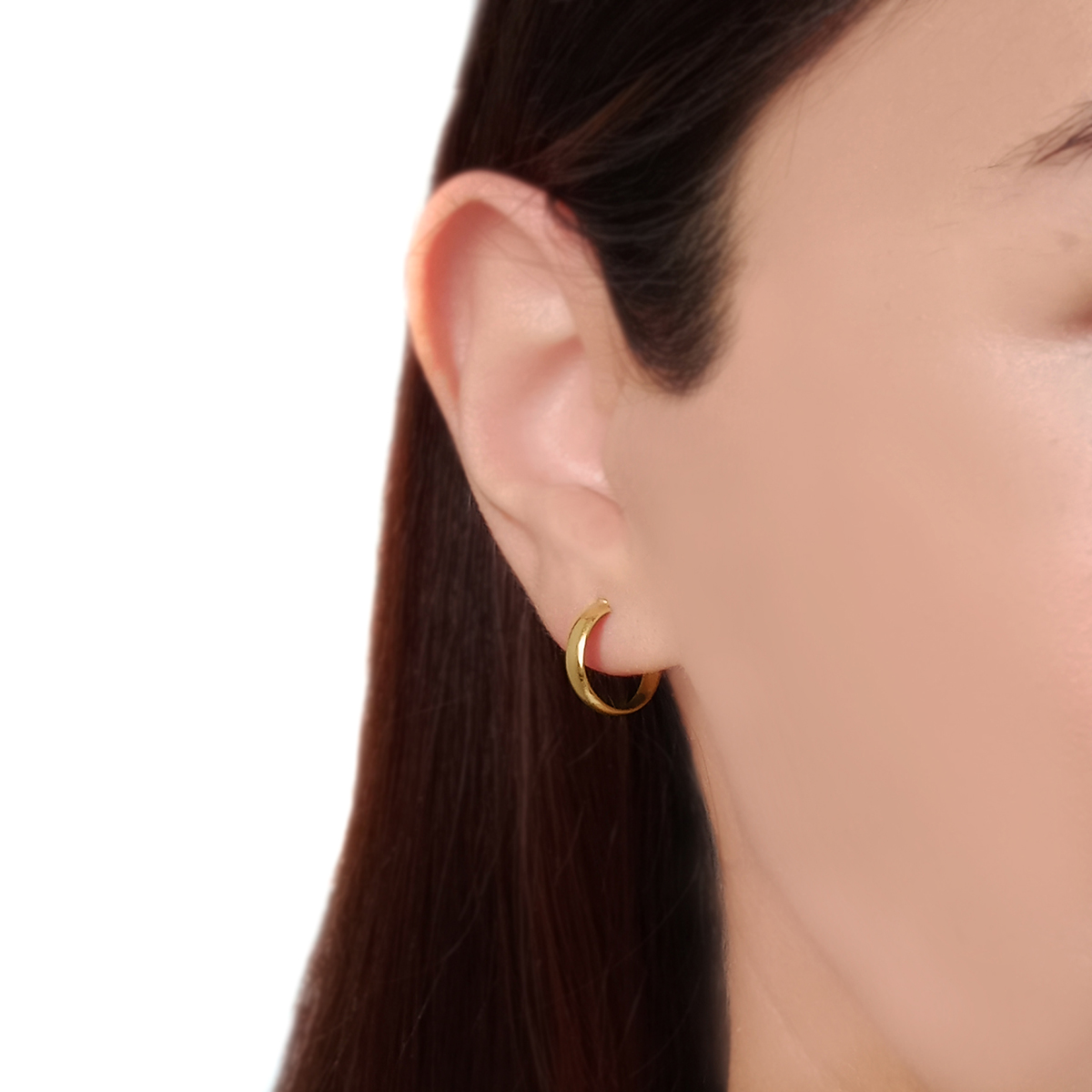 AROS ANDREA COGGIOLA JOYAS ARGOLLA TUBO CURVO 14MM ENCHAPADO ORO 18K - 4