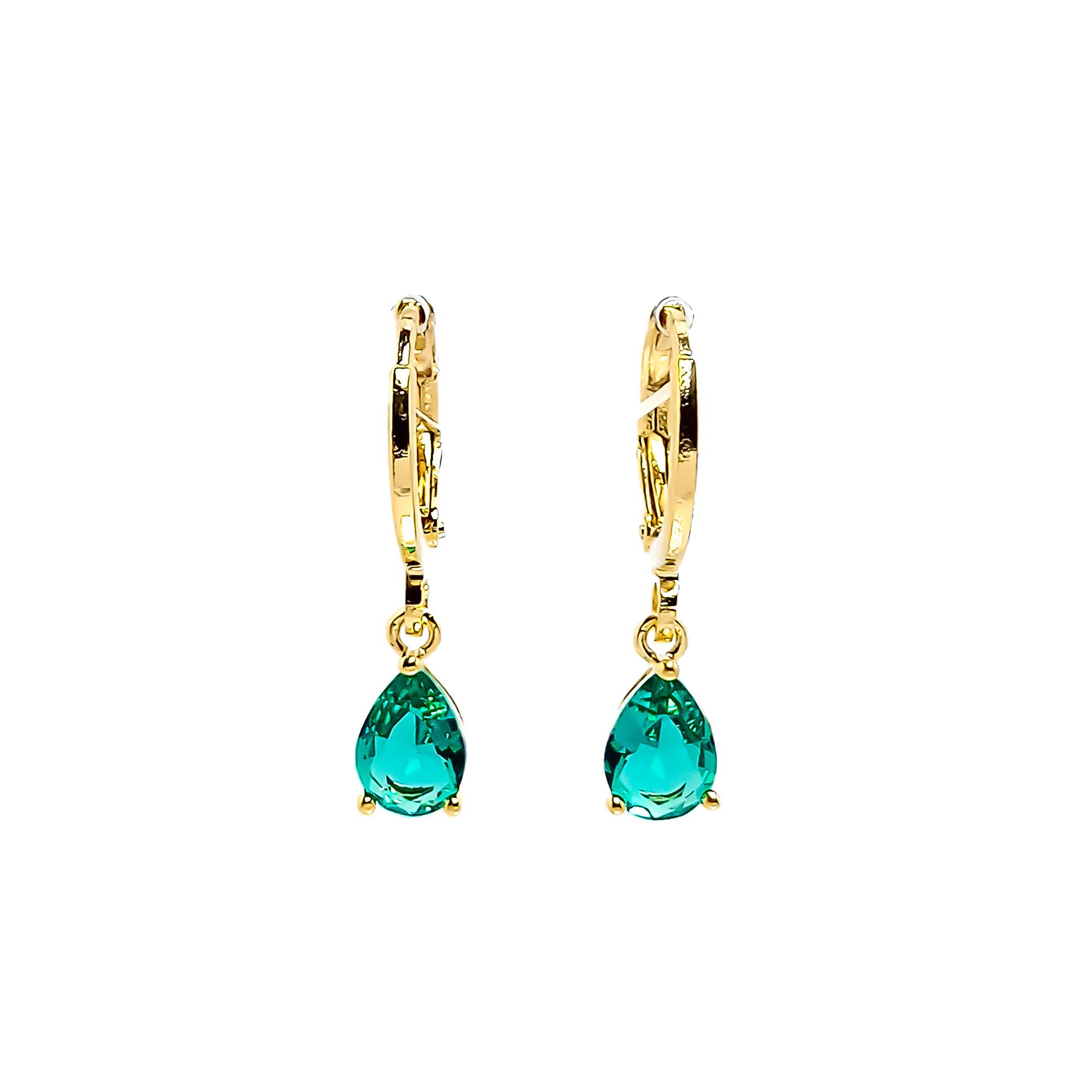 AROS ANDREA COGGIOLA JOYAS ARGOLLA CIRCÓN GOTA VERDE ENCHAPADO ORO 18K - 1