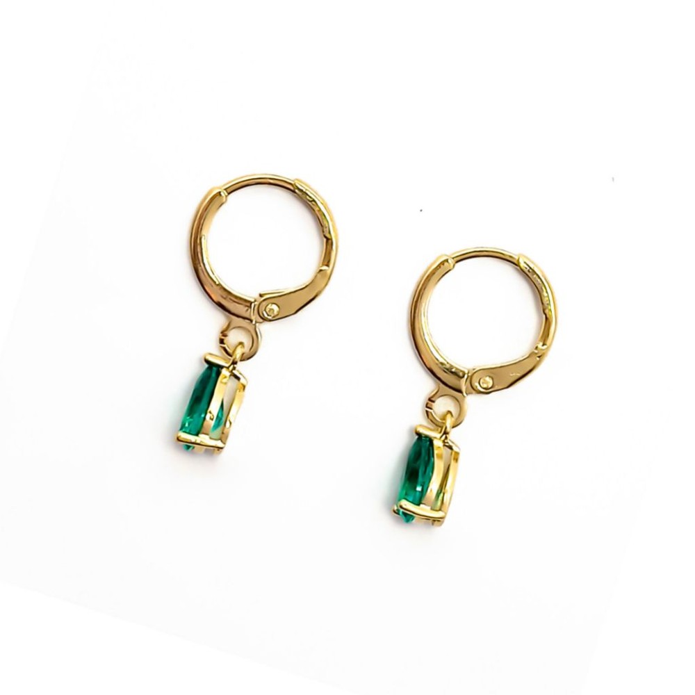 AROS ANDREA COGGIOLA JOYAS ARGOLLA CIRCÓN GOTA VERDE ENCHAPADO ORO 18K - 3