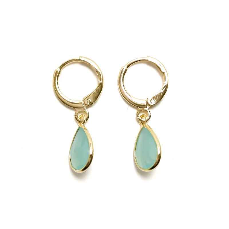 AROS ANDREA COGGIOLA JOYAS ARGOLLA GOTA CALCEDONIA VERDE ENCHAPADO ORO 18K - 1