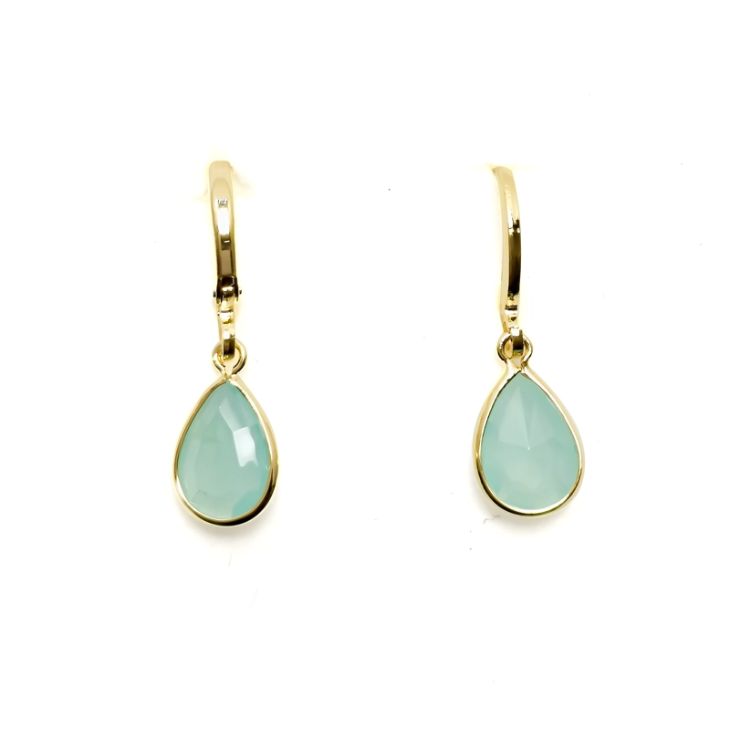AROS ANDREA COGGIOLA JOYAS ARGOLLA GOTA CALCEDONIA VERDE ENCHAPADO ORO 18K - 2