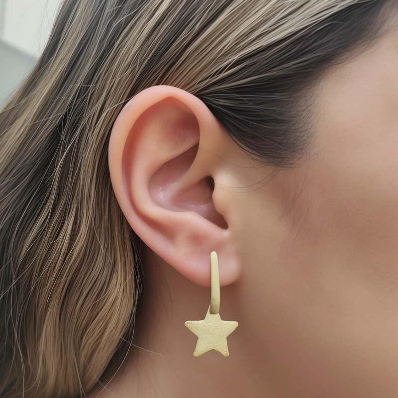 AROS ANDREA COGGIOLA JOYAS ESTRELLA SATINADA COLGANTE ENCHAPADO ORO 18K - 3