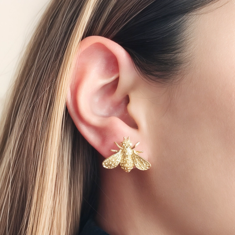 AROS ANDREA COGGIOLA JOYAS ABEJA ENCHAPADO ORO 18K - 3