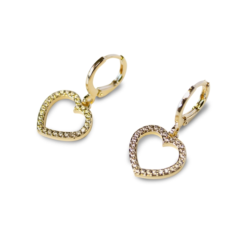 AROS ANDREA COGGIOLA JOYAS ARGOLLAS CORAZÓN CIRCÓN ENCHAPADO ORO 18K - 1