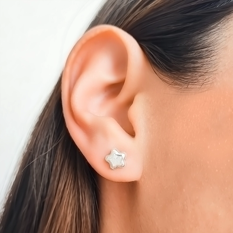 AROS ESTRELLA CIRCON 8MM PLATA FINA 925 - 2