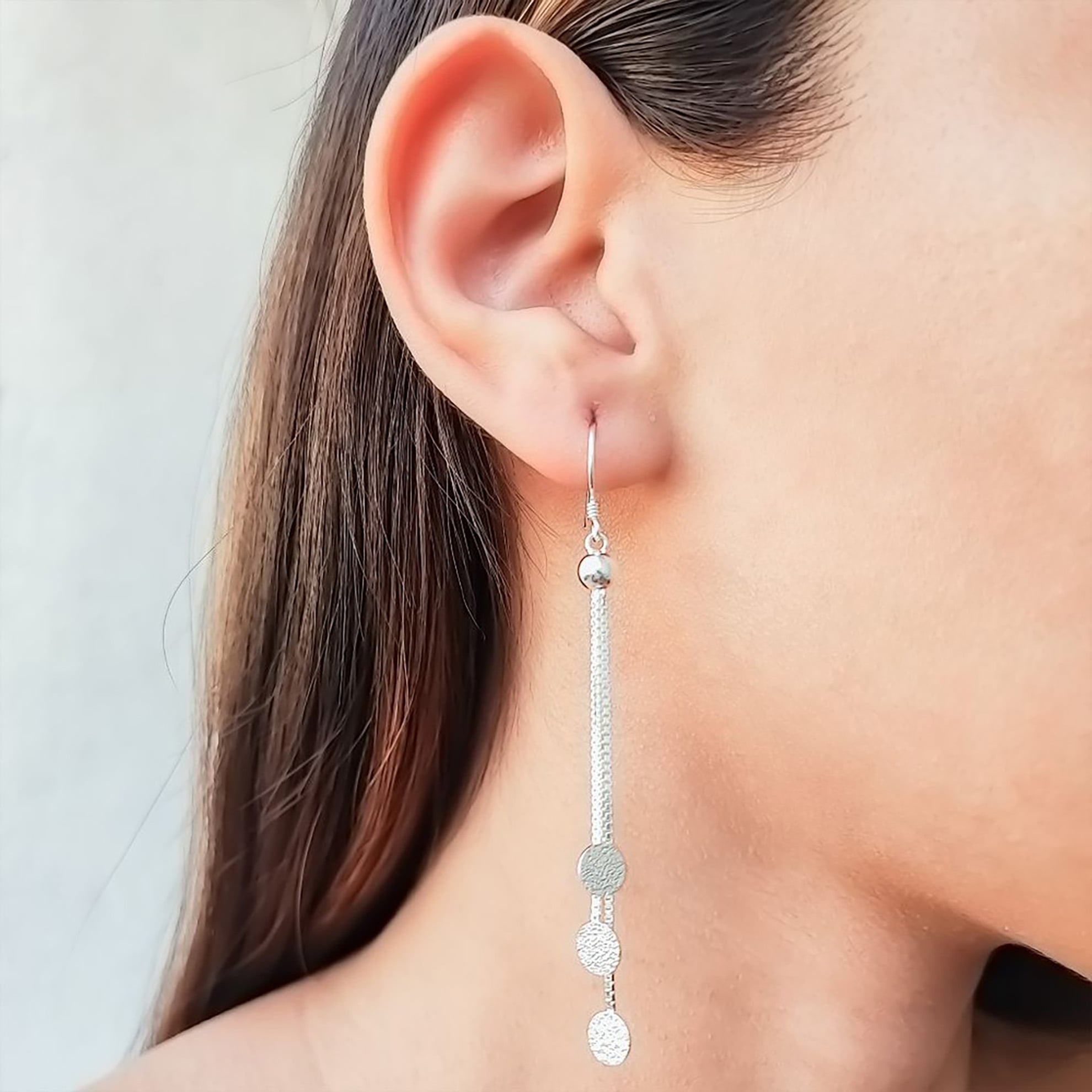 AROS ANDREA COGGIOLA JOYAS COLGANTES CADENA VENECIANA DISCOS SATINADOS PLATA FINA 925 - 3