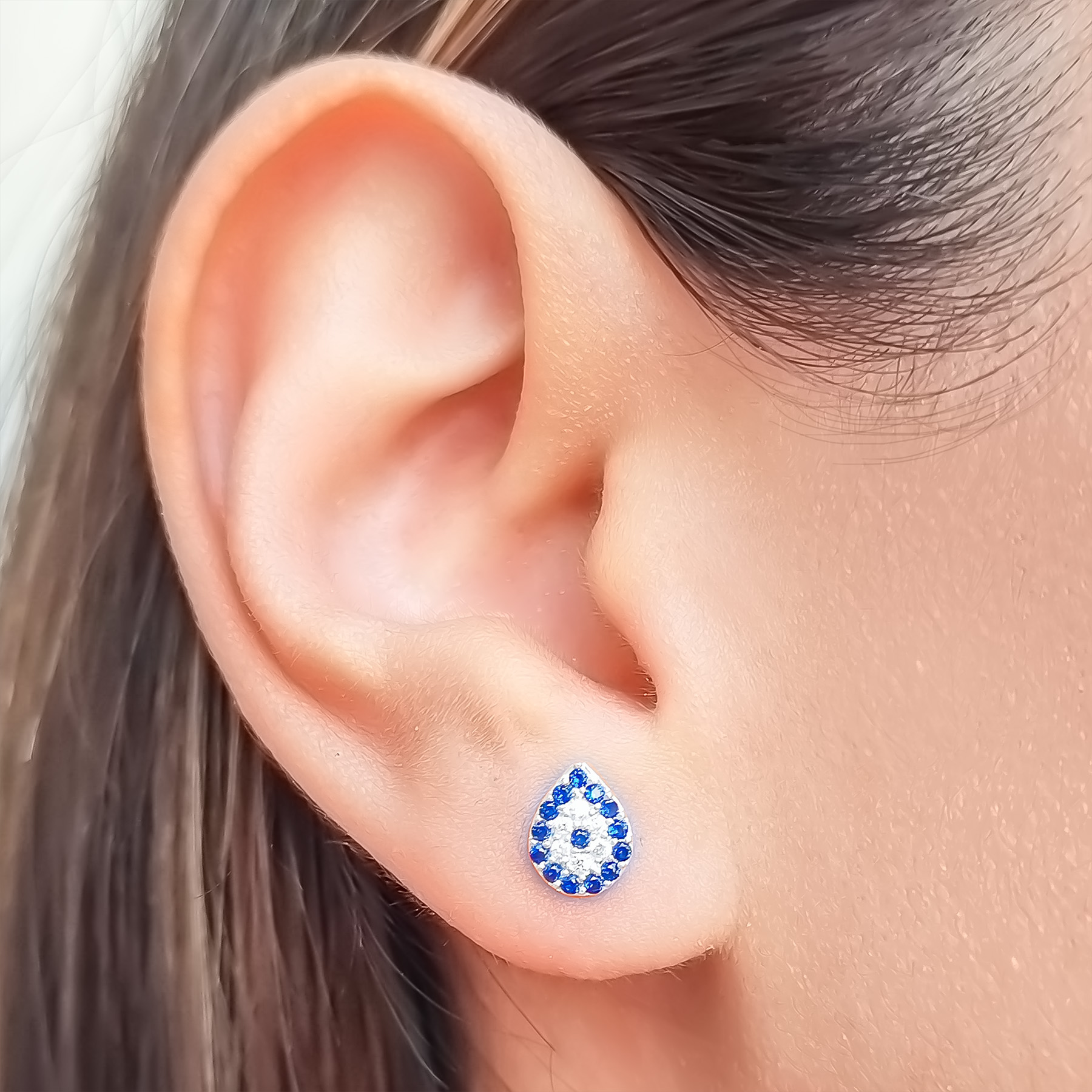 AROS ANDREA COGGIOLA JOYAS OJO TURCO GOTA CIRCÓN PLATA FINA 925 - 3