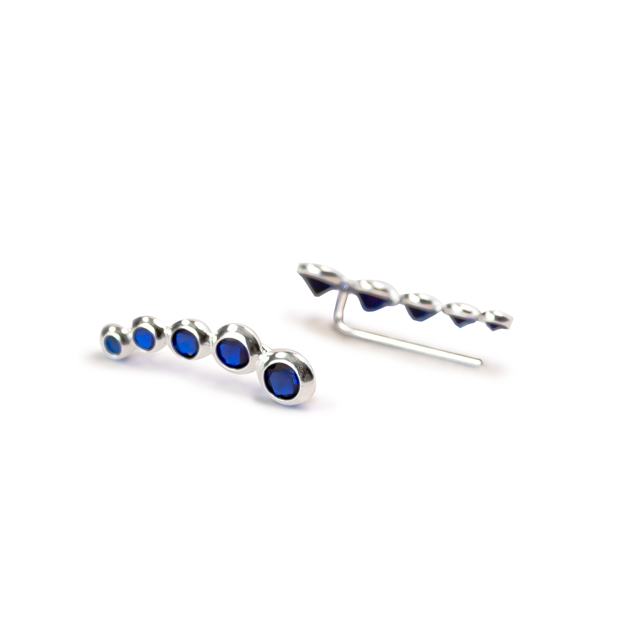 AROS ANDREA COGGIOLA JOYAS TREPADORES CIRCÓN AZUL PLATA FINA 925 - 1