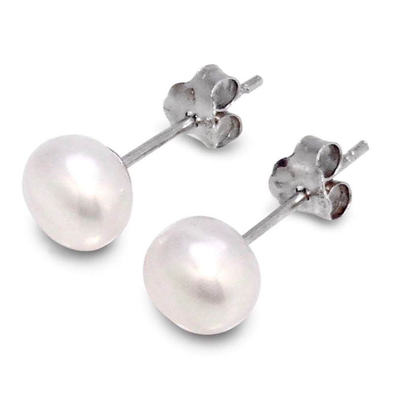 AROS ANDREA COGGIOLA JOYAS PERLA DE RIO PEQUENA BLANCA 6MM PLATA FINA 925