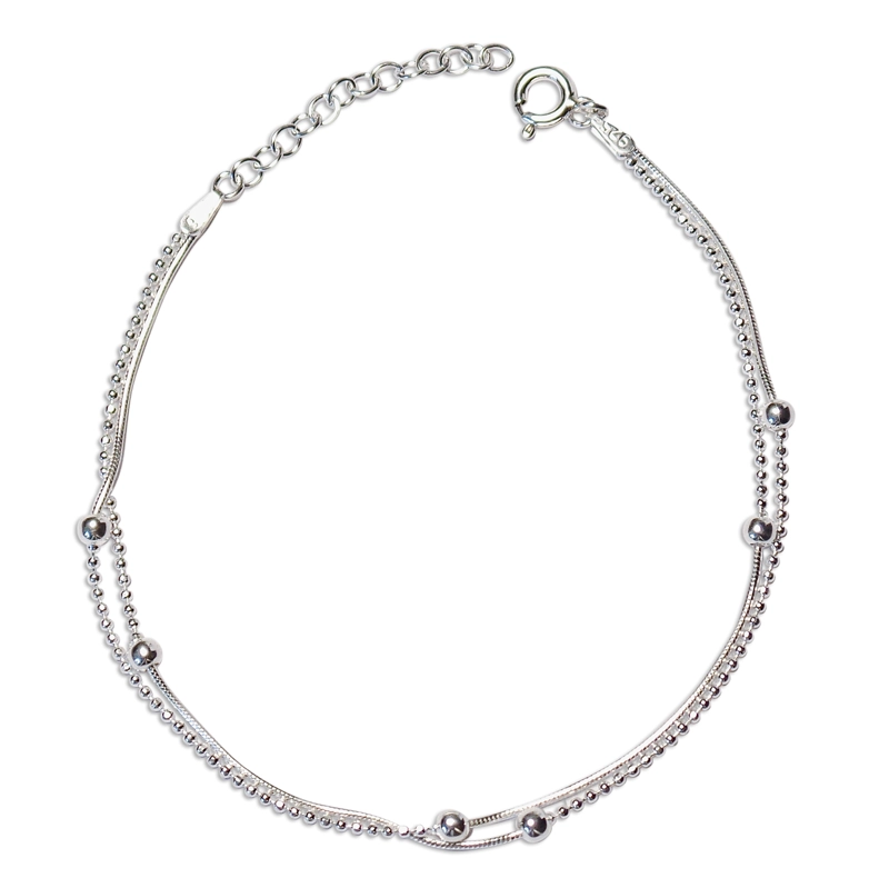 PULSERA ANDREA COGGIOLA JOYAS DOBLE PELOTITAS PLATA FINA 925 - 1