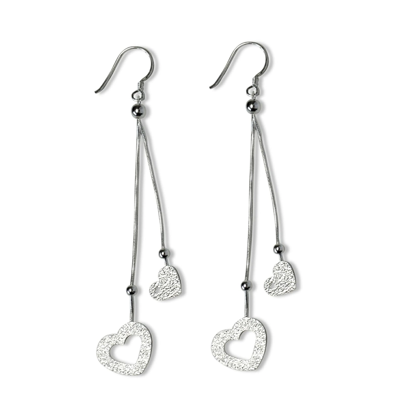 AROS ANDREA COGGIOLA JOYAS 2 CORAZONES COLGANTES PLATA FINA 925 - 1