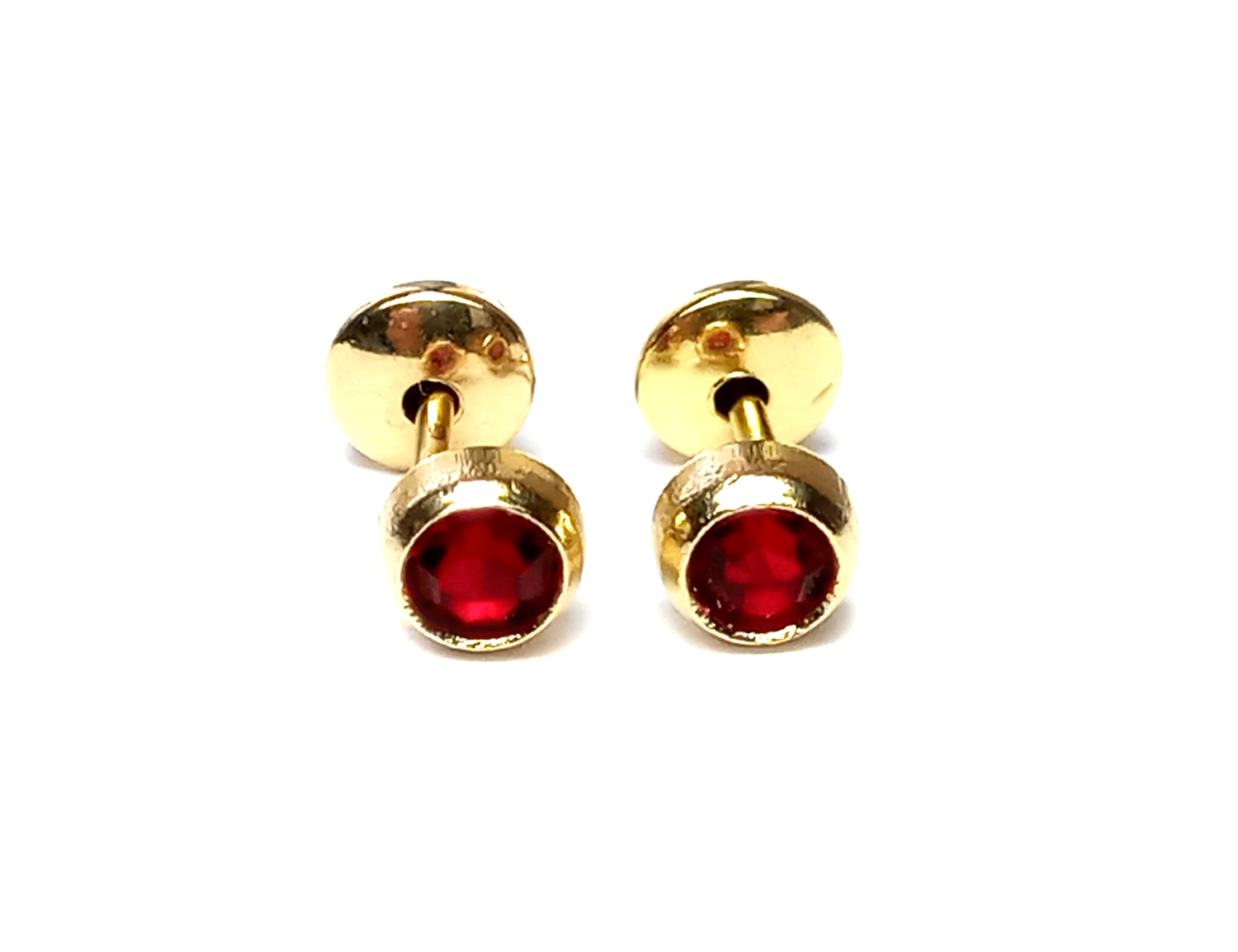 AROS BEBÉ CIRCÓN ROJO 4MM ENCHAPADO ORO 18K - 1