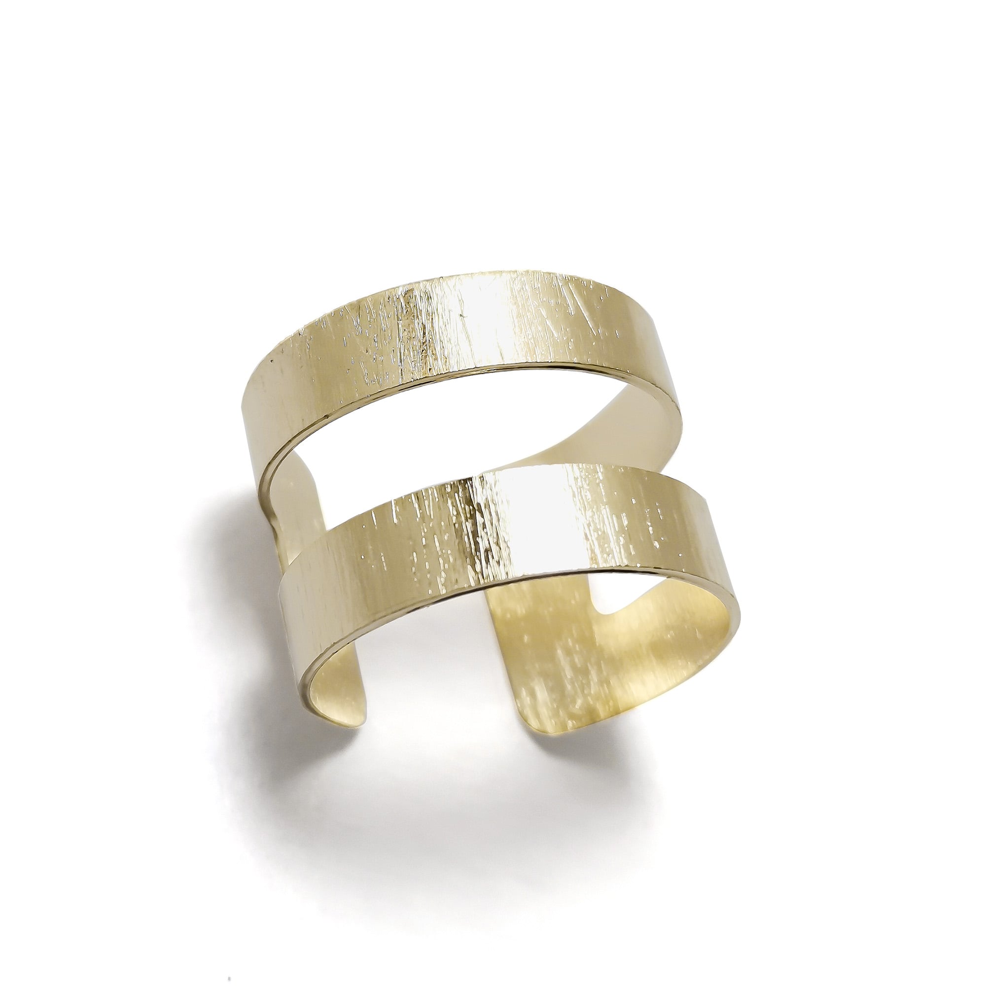 ANILLO ANDREA COGGIOLA JOYAS 2 ARGOLLAS SATINADAS AJUSTABLE ENCHAPADO ORO 18K - 1
