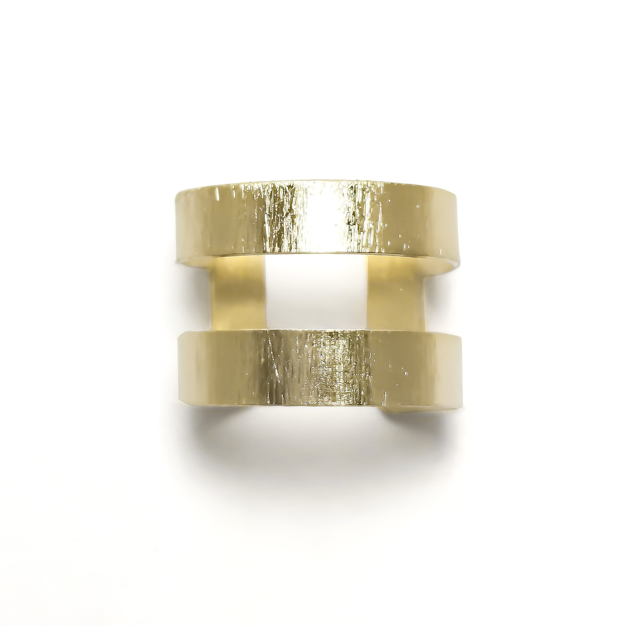 ANILLO ANDREA COGGIOLA JOYAS 2 ARGOLLAS SATINADAS AJUSTABLE ENCHAPADO ORO 18K - 2
