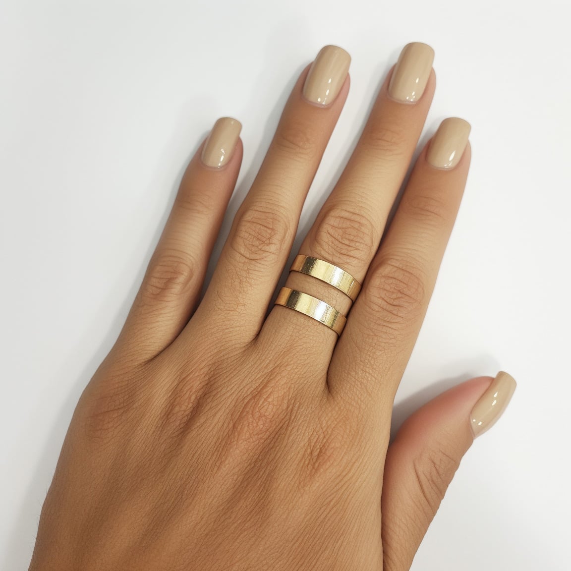 ANILLO ANDREA COGGIOLA JOYAS 2 ARGOLLAS SATINADAS AJUSTABLE ENCHAPADO ORO 18K - 5