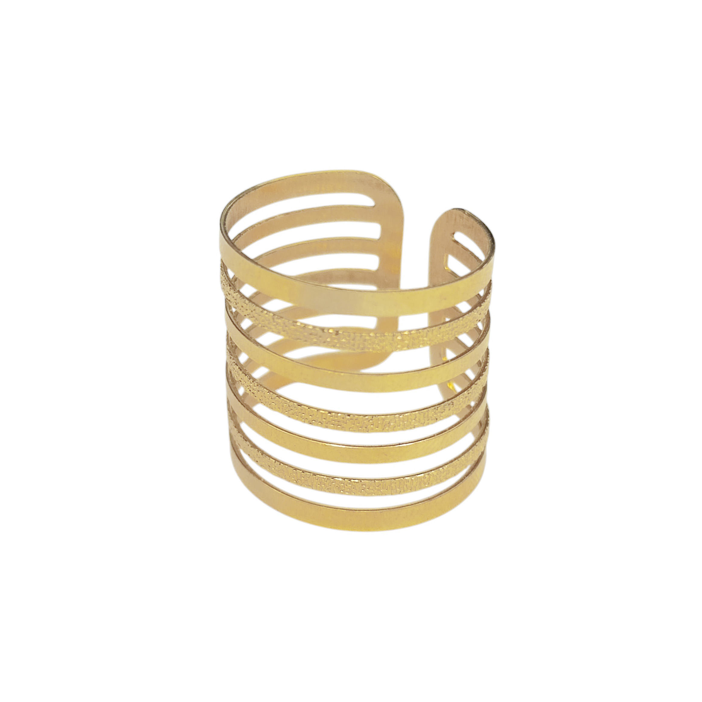 ANILLO ANDREA COGGIOLA JOYAS 7 LÍNEAS AJUSTABLE ENCHAPADO ORO 18K - 1