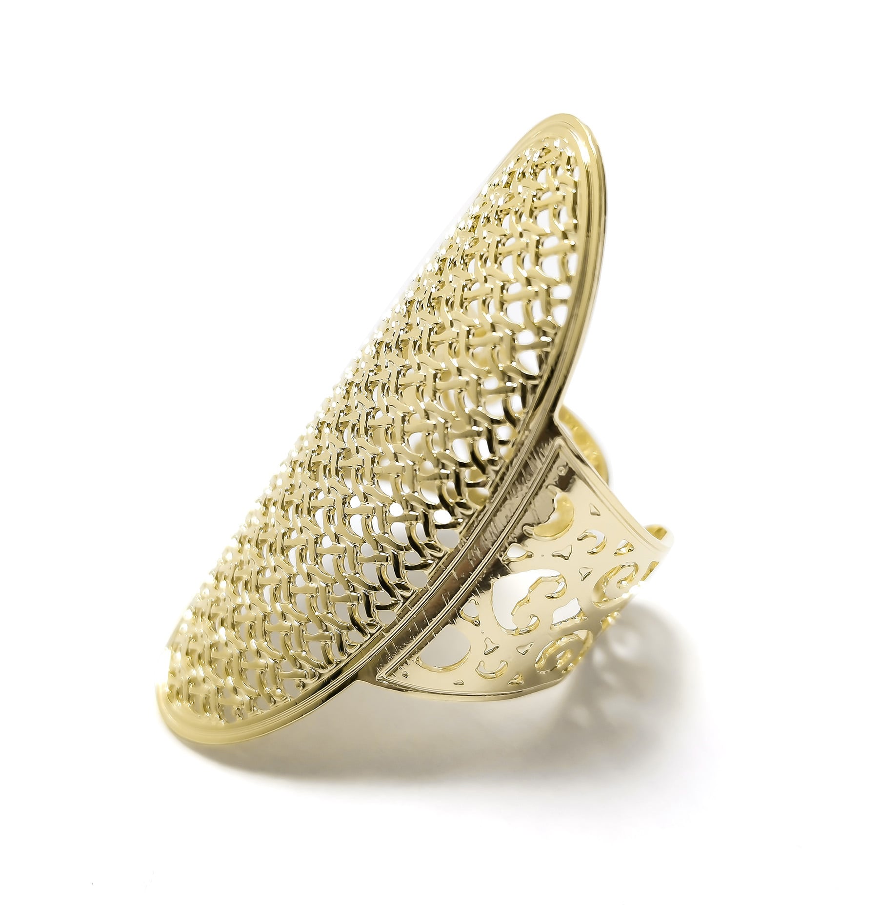 ANILLO ANDREA COGGIOLA JOYAS OVALADO TEJIDO AJUSTABLE ENCHAPADO ORO 18K - 1