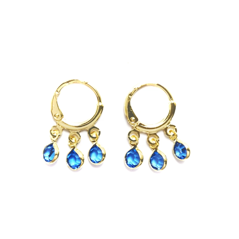 AROS ANDREA COGGIOLA JOYAS ARGOLLA 3 CIRCONES AZULES ENCHAPADO ORO 18K - 1
