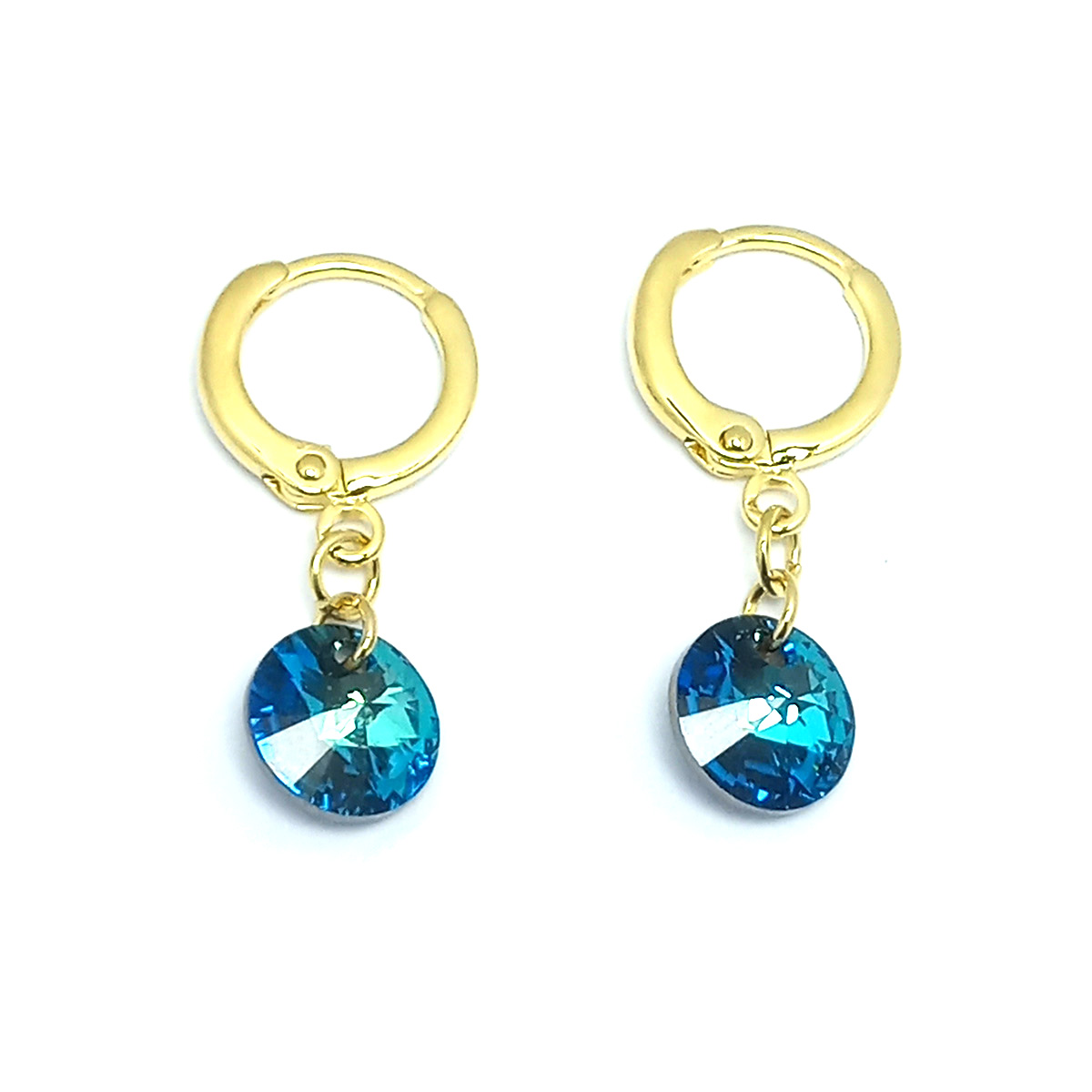 AROS ANDREA COGGIOLA JOYAS ARGOLLA CRISTAL AZUL COLGANTE ENCHAPADO ORO 18K - 2
